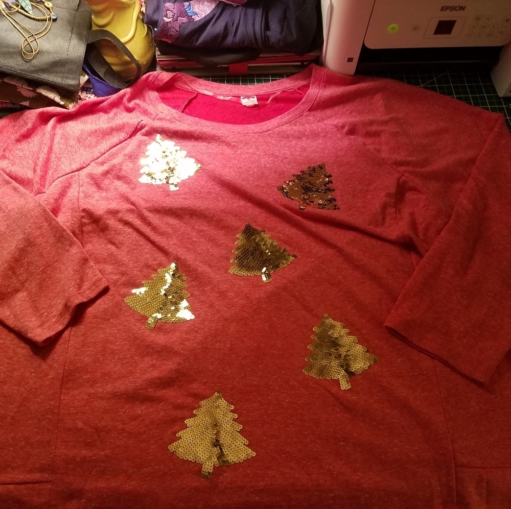 Holiday Time 3X (24w-26w) Sequin Tree Sweatshirt